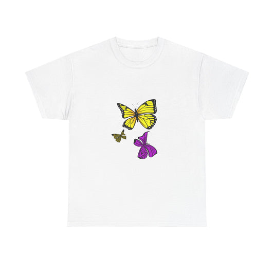 Butterfly-Inspired Unisex Heavy Cotton Tee, Nature Lovers Gift, Summer Fashion, Eco-Friendly Tee, Casual Wear, Birthday Gift